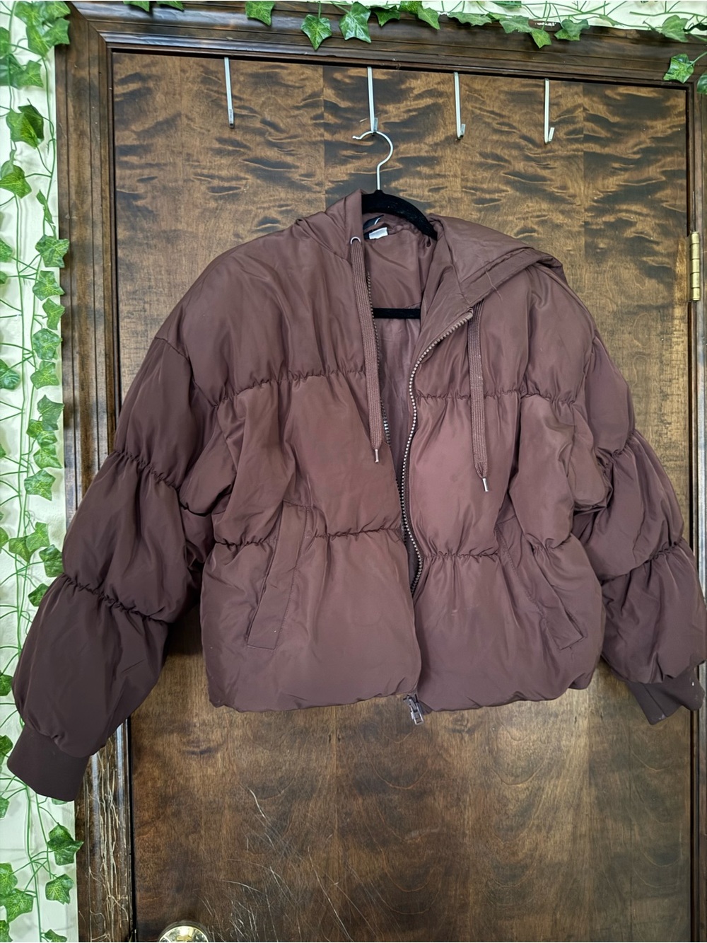 H&M Chocolate Brown Hooded Puffer Jacket